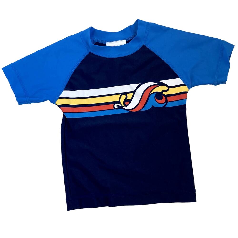 Hanna Andersson Sunblock Screenprint Rash Guard - Short Sleeves - Navy Blue - 2